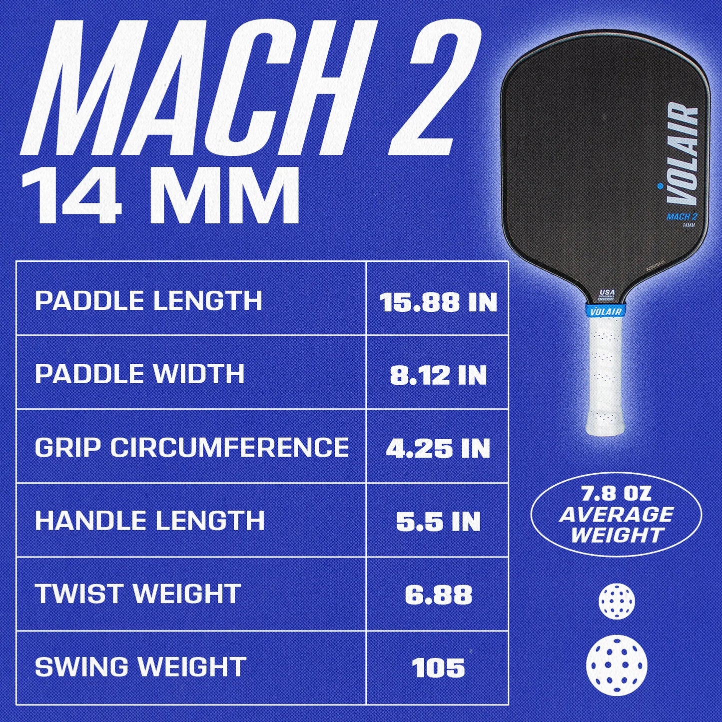 Volair Mach 2 14mm Pickleball Paddle