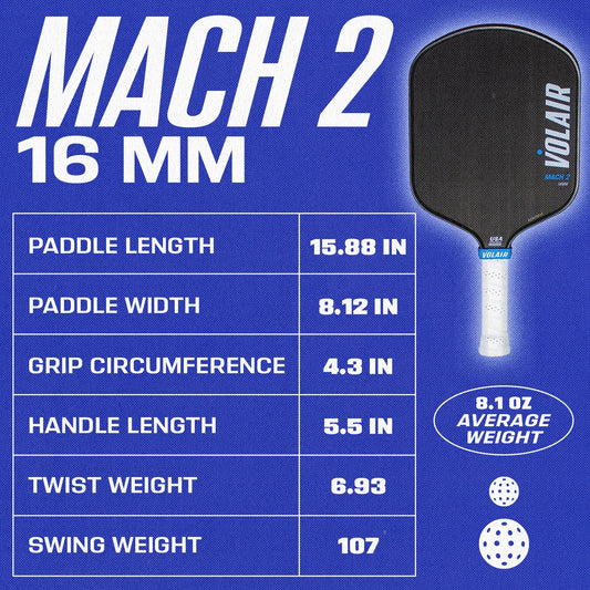 Volair Mach 2 16mm Pickleball Paddle