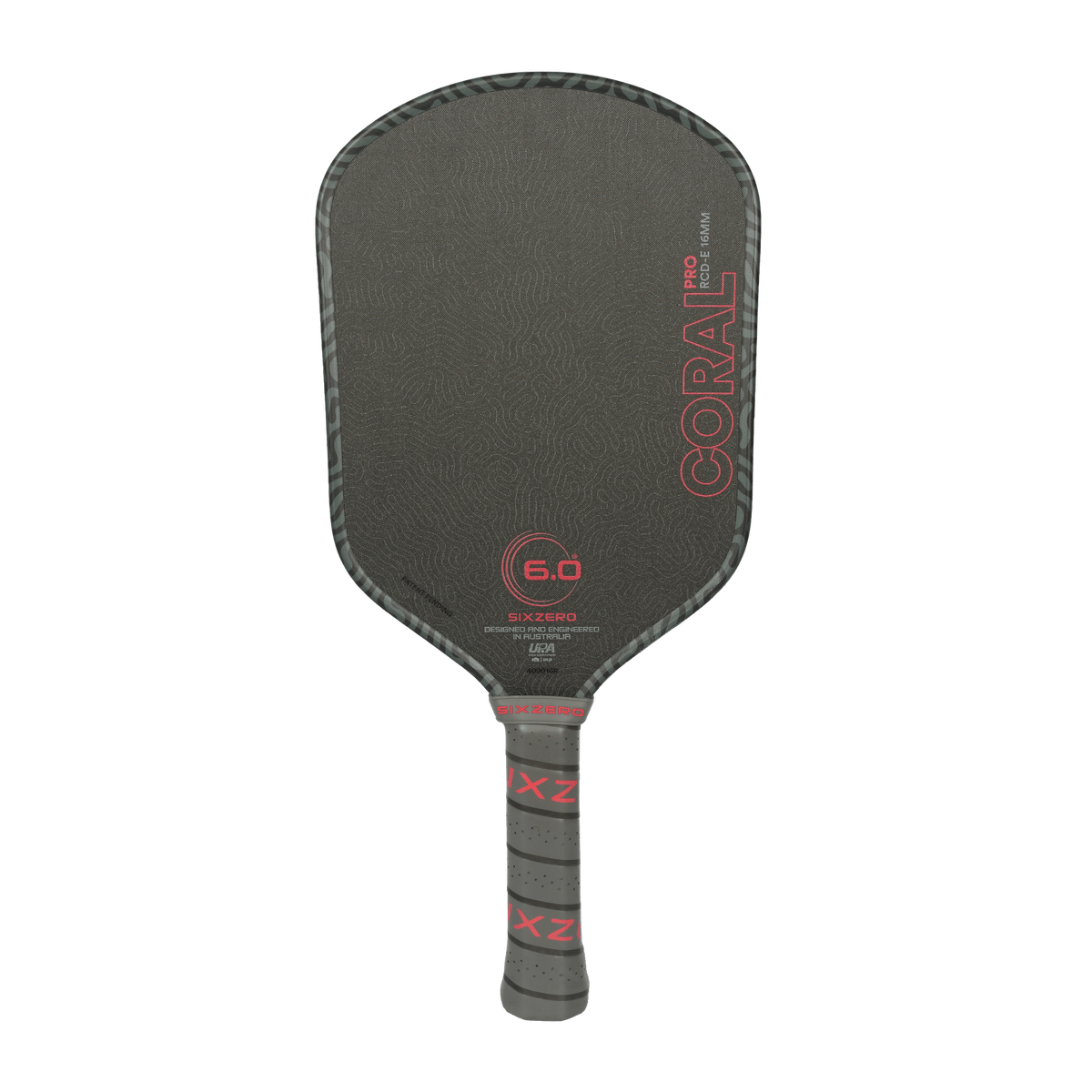 Sixzero Coral Pro Elongated Infrared 16mm Pickleball Paddle, front view