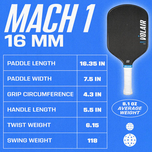 Volair Mach 1 16mm Pickleball Paddle