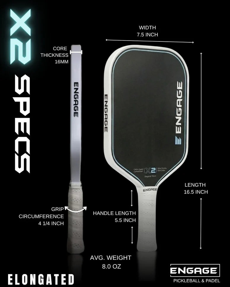 Engage X2 Elongated Pickleball Paddle - Hometownpickleball.com