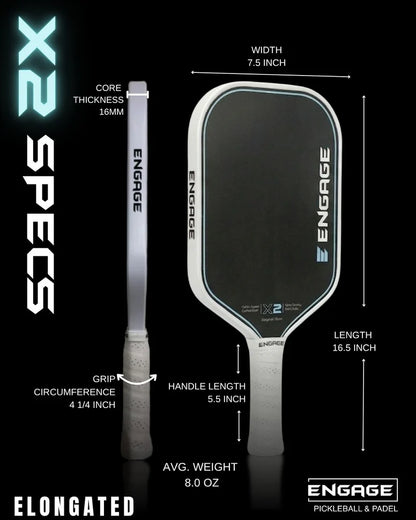 Engage X2 Elongated Pickleball Paddle - Hometownpickleball.com