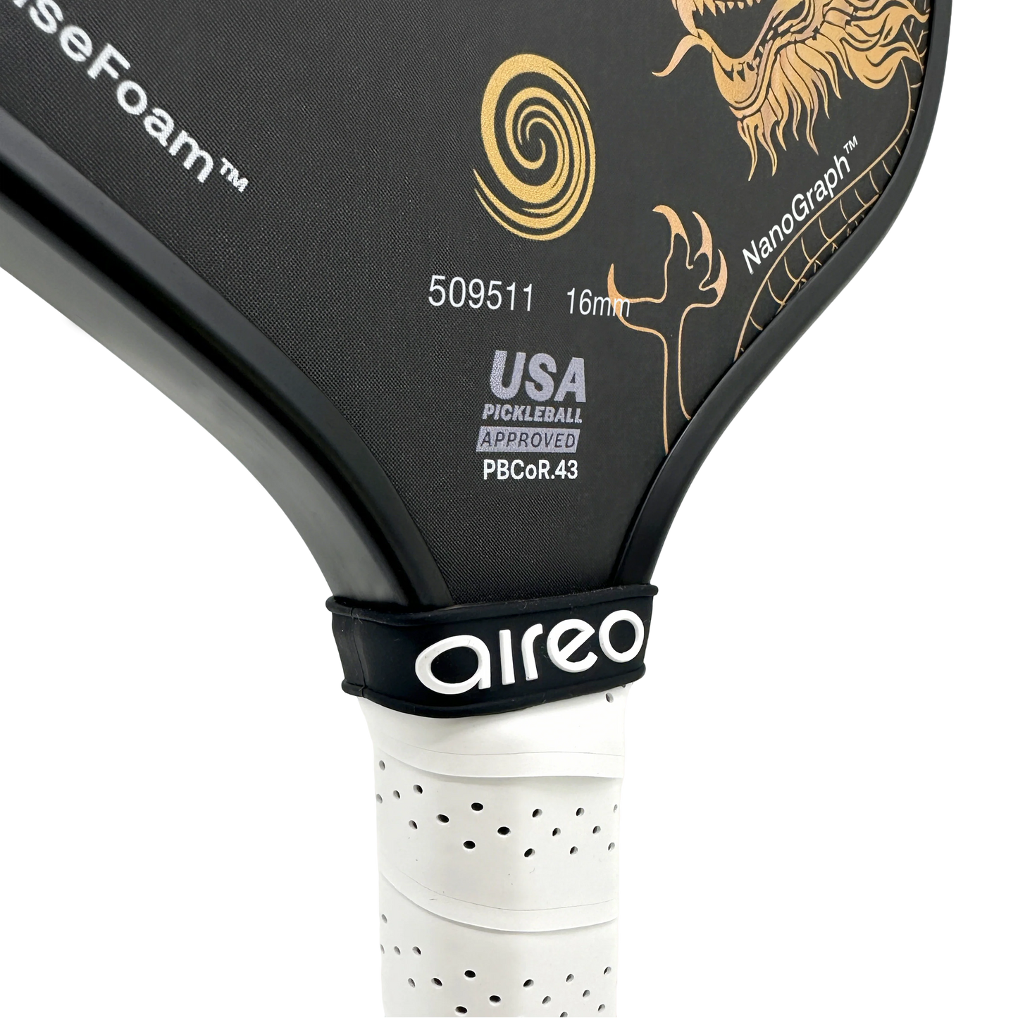 AIREO Cyclone 16mm Pickleball Paddle – NanoGraph Grit Surface with PulseFoam™ Power Core