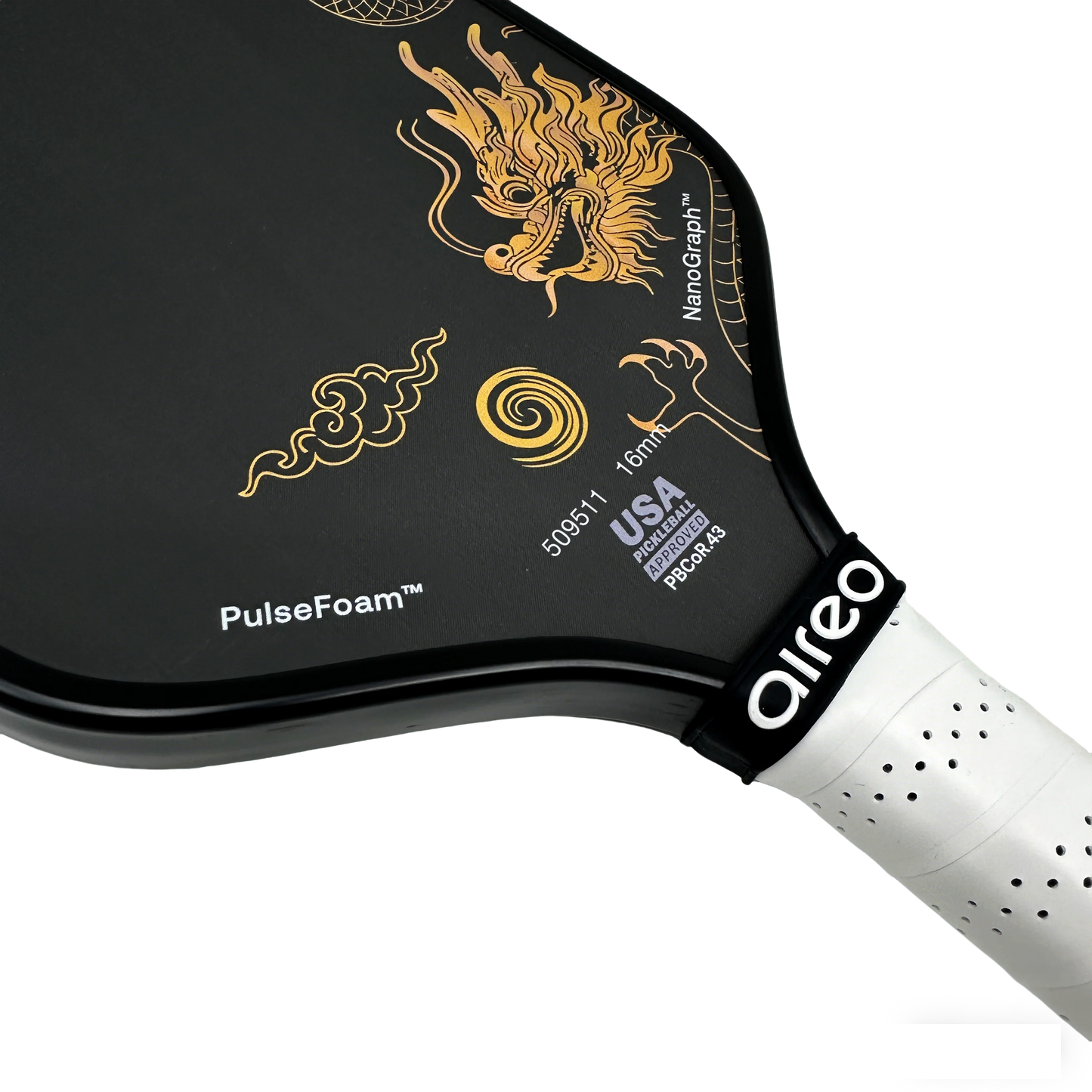AIREO Cyclone 16mm Pickleball Paddle – NanoGraph Grit Surface with PulseFoam™ Power Core