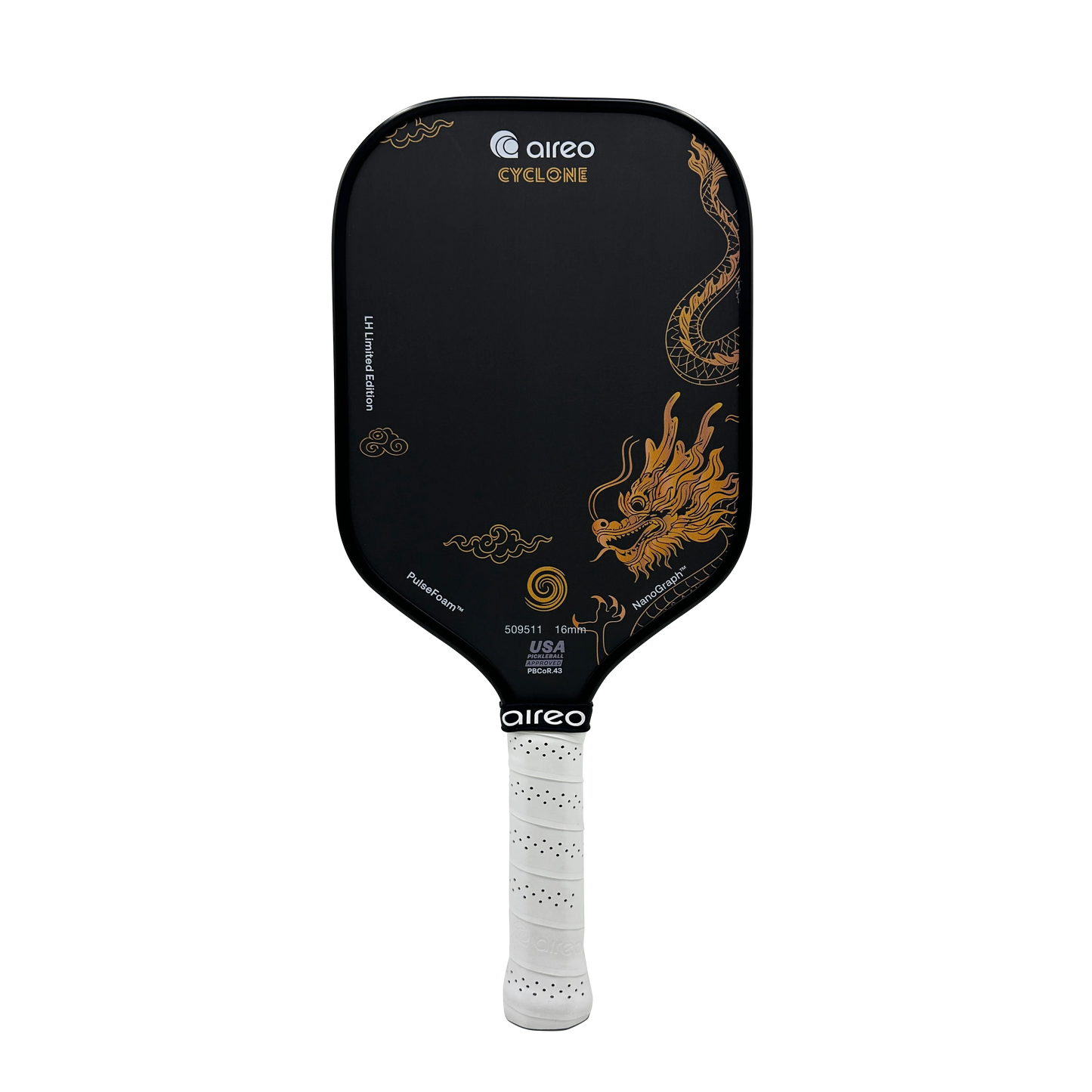 AIREO Cyclone 16mm Pickleball Paddle – NanoGraph Grit Surface with PulseFoam™ Power Core