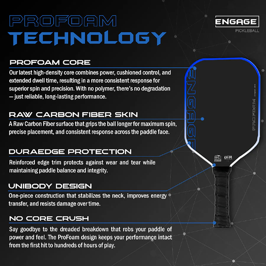 Engage ProFoam Elongated 14mm Pickleball Paddle