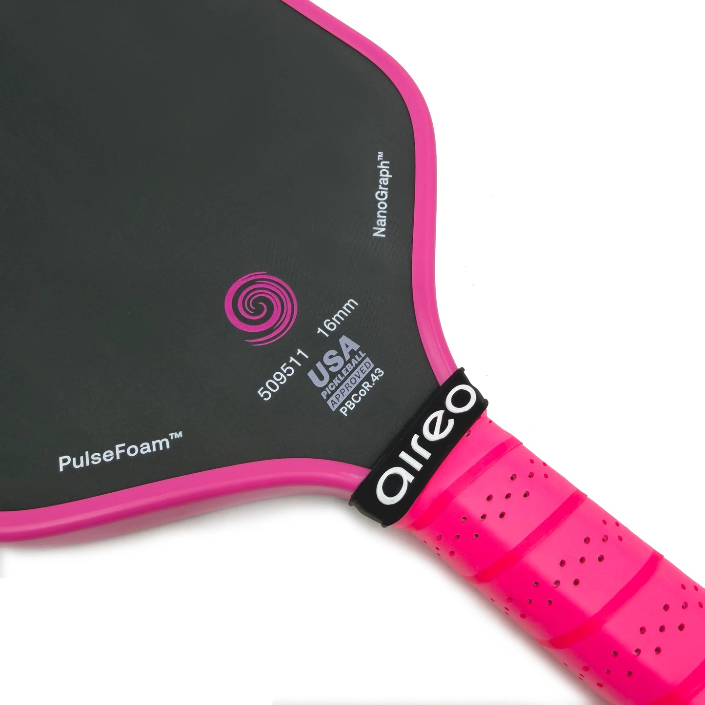 AIREO Cyclone 16mm Pickleball Paddle – NanoGraph Grit Surface with PulseFoam™ Power Core