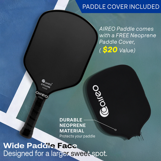 AIREO Cyclone Hybrid Blackout UPA-A 16mm Pickleball Paddle – NanoGraph Grit Surface with PulseFoam™ Power Core