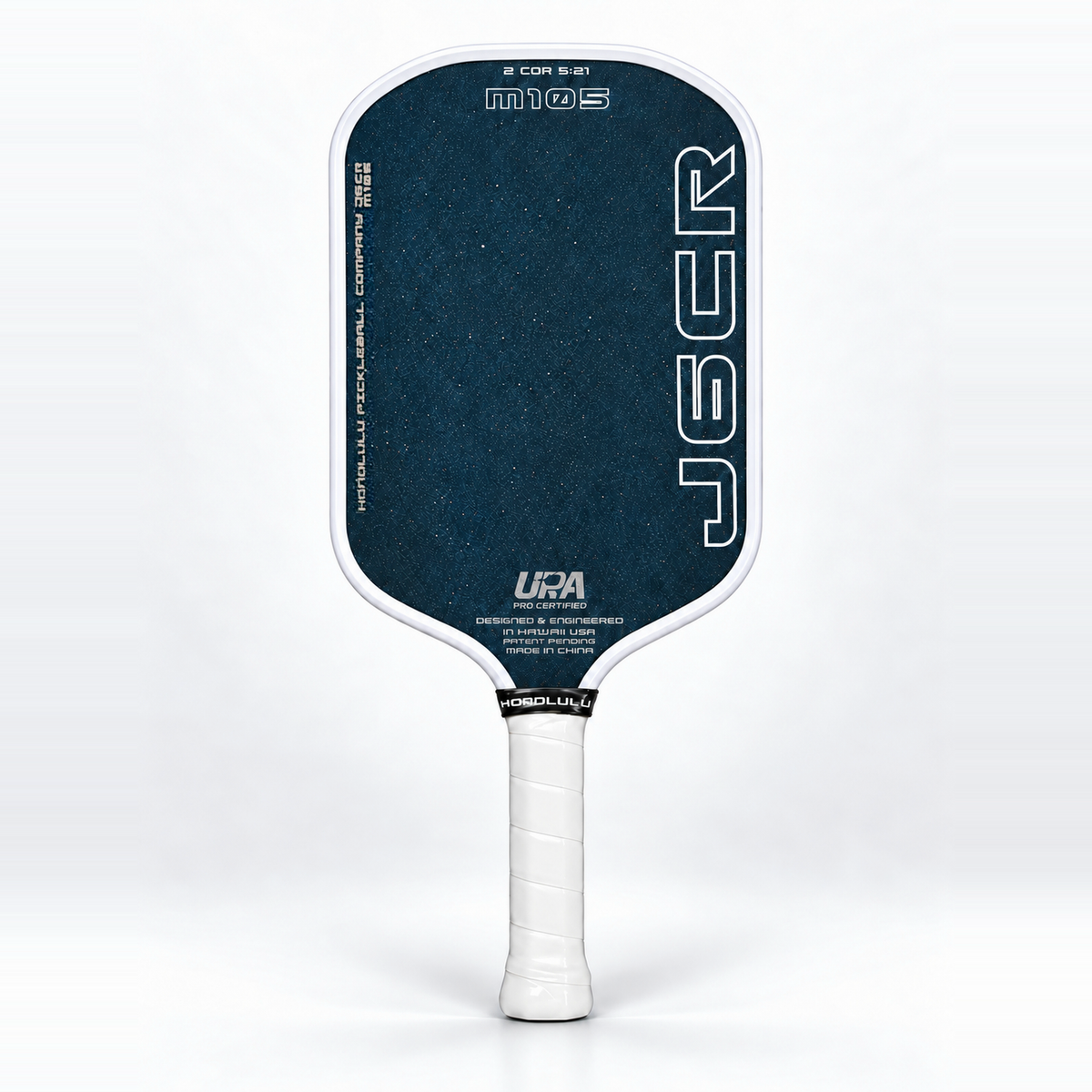 Honolulu J6CR M 105 Crystal Blue Endurance Surface Pickleball Paddle - White