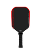 Black and red pickleball paddle on a white background