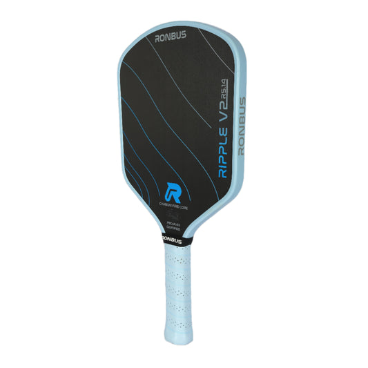 Pickleball paddle with 'RONBUS' branding on a black background