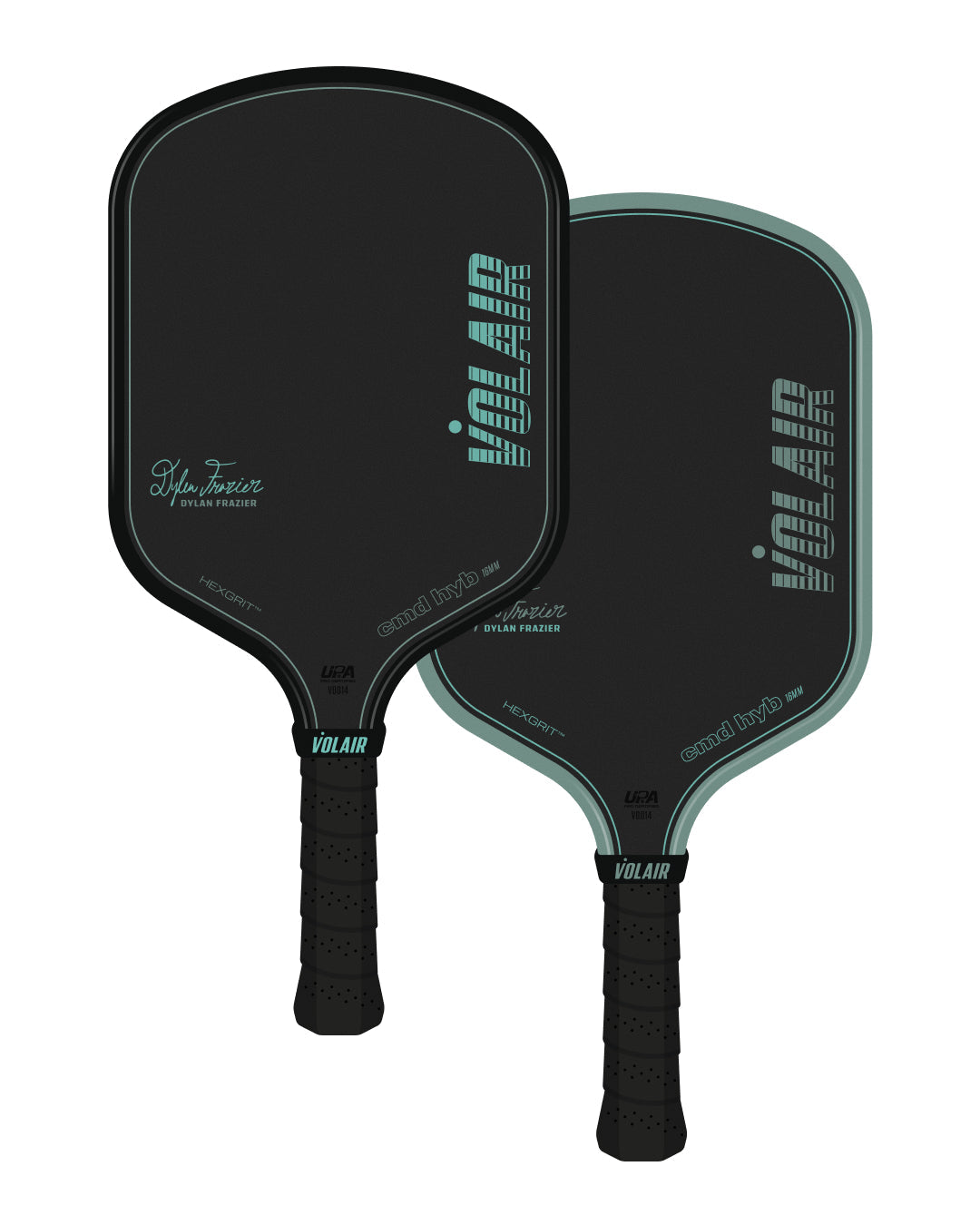 Volair CMD HYB 16mm Dylan Frazier pickleball paddle, front and back