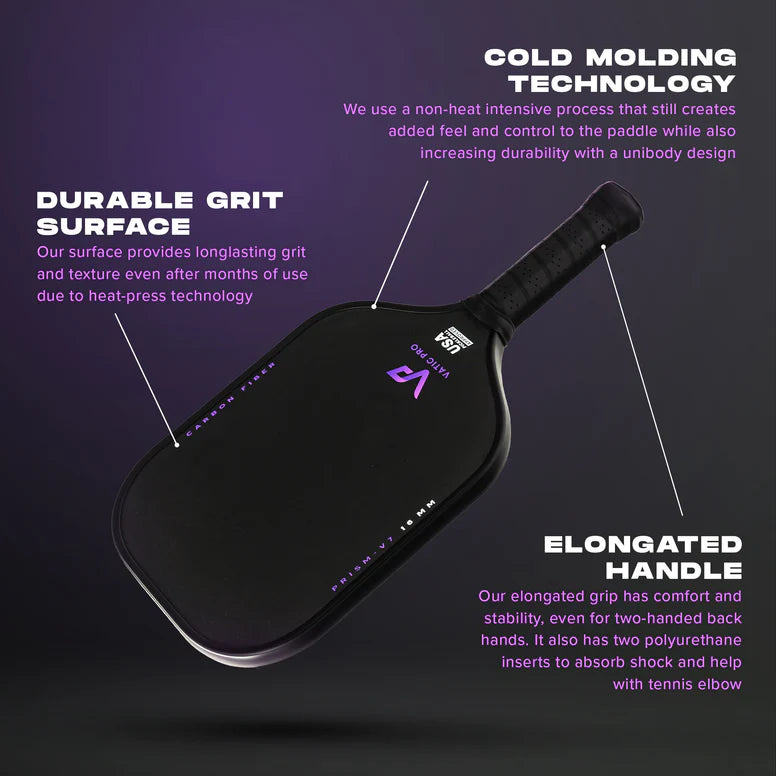 Vatic Pro Prism V7 16mm Pickleball Paddle, paddle face information