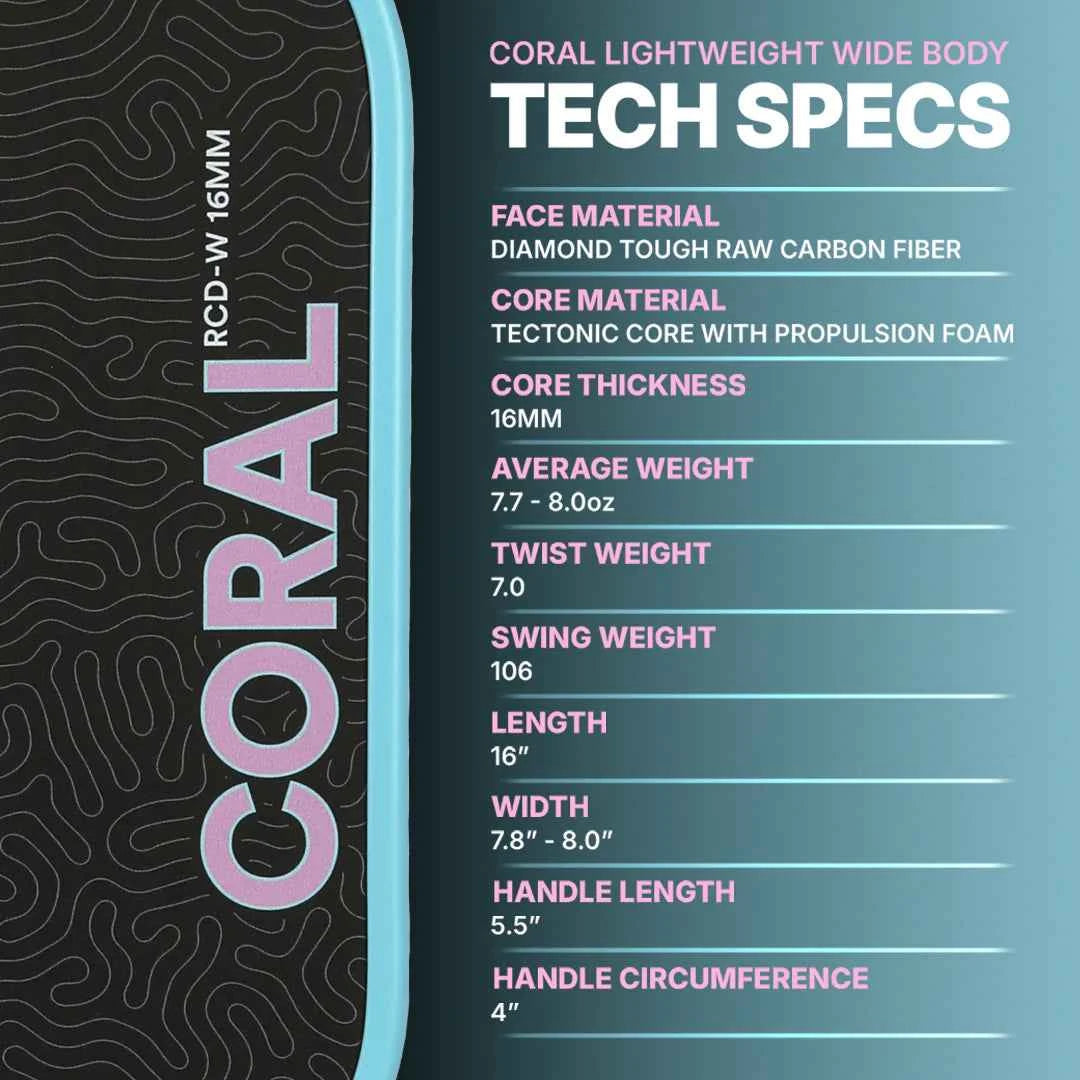 Sixzero Coral 16mm Widebody Lightweight Pickleball Paddle