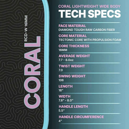 Sixzero Coral 16mm Widebody Lightweight Pickleball Paddle