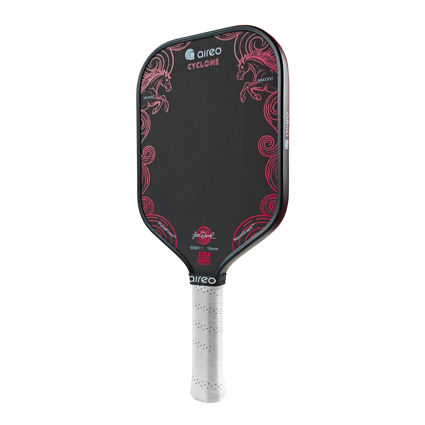AIREO Cyclone 16mm Pickleball Paddle – NanoGraph Grit Surface with PulseFoam™ Power Core