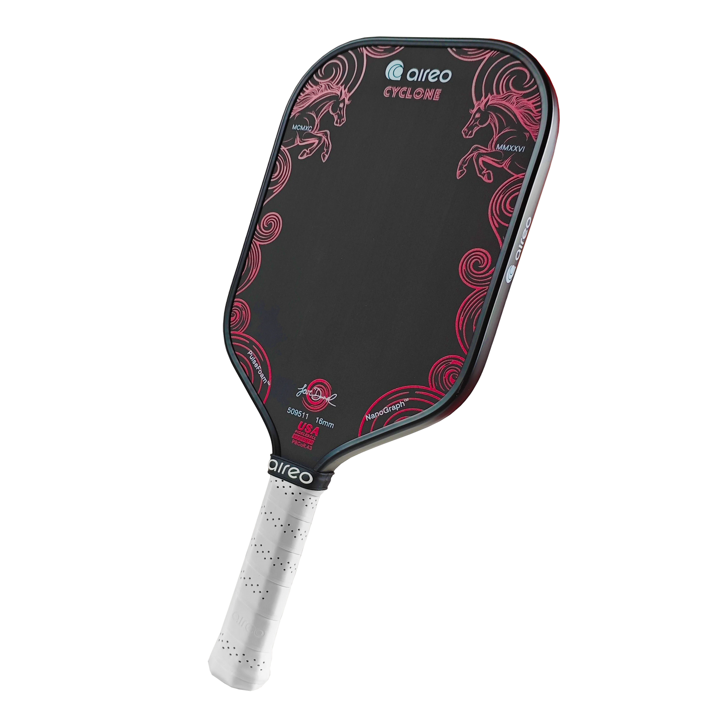 AIREO Cyclone 16mm Pickleball Paddle – NanoGraph Grit Surface with PulseFoam™ Power Core
